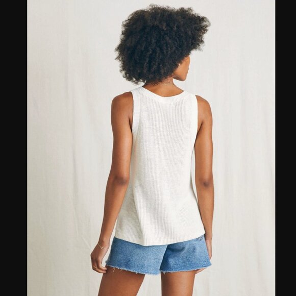 Faherty Miramar Linen Scoop Neck Tank in Egret | Size S - Picture 5 of 8